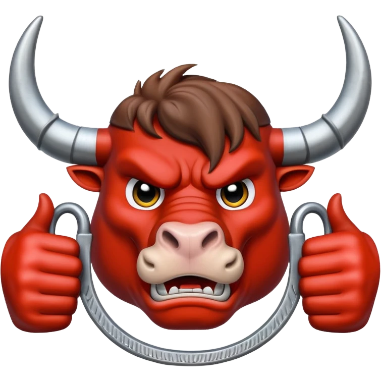 Emoji of an iron horseshoe with an angry powerful bull in the middle showing a thumbs down (DisLikes) emoji