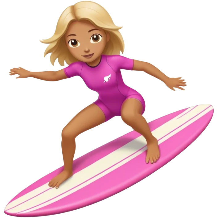Girl surfing in Pink surbord emoji