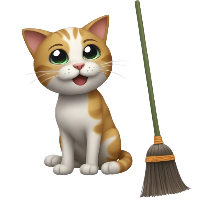 cat with broom emoji