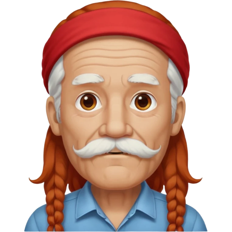 very old, white bearded and white mustached, red long haired, wearing ear accessories emoji