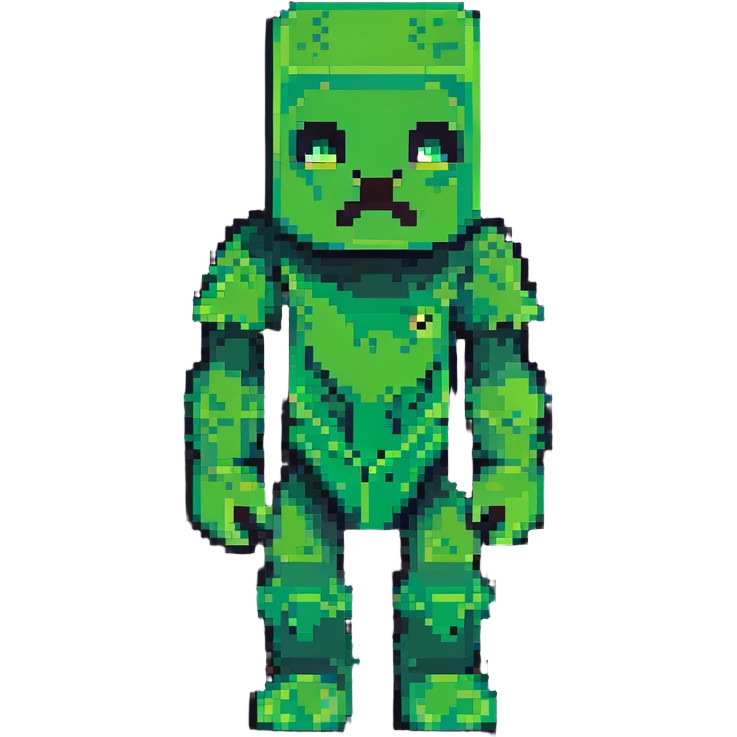 Minecraft Creeper in classic pose in pixel art style emoji