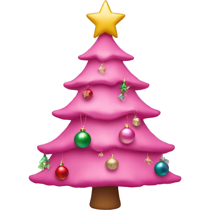 pink christmas tree with ornaments  emoji