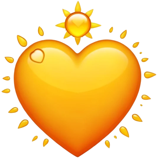 Corazón amarillo tirando a naranja con un sol  emoji
