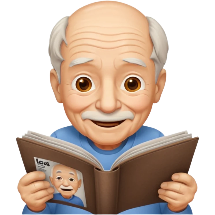 old man, reading magazine emoji