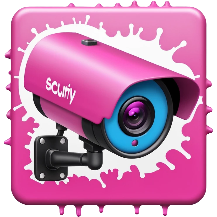 Security Camera pink with graffity emoji