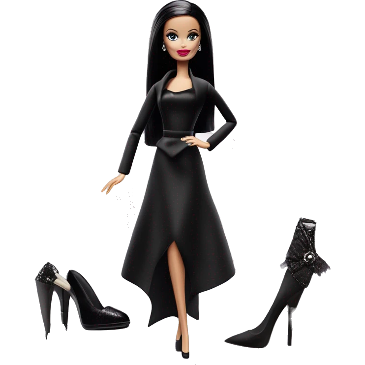 1960’s style Principessa Barbie, teen Morticia Addams,cute,showing off, show full body, accessories  emoji