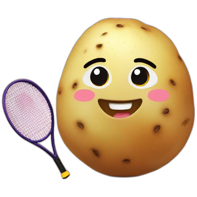 Kawaii potato in tennis uniform emoji
