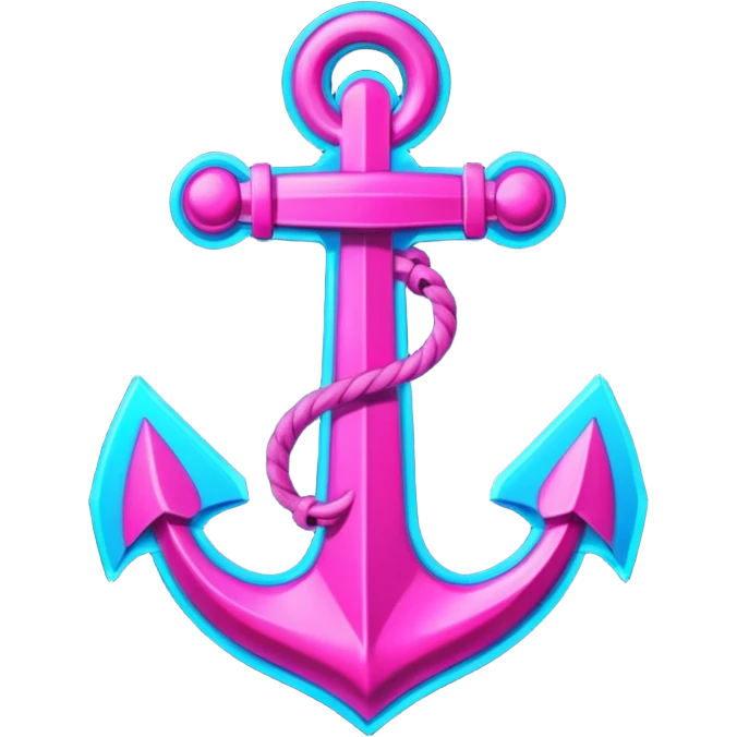 A cyberpunk neon sign with an anchor on it emoji