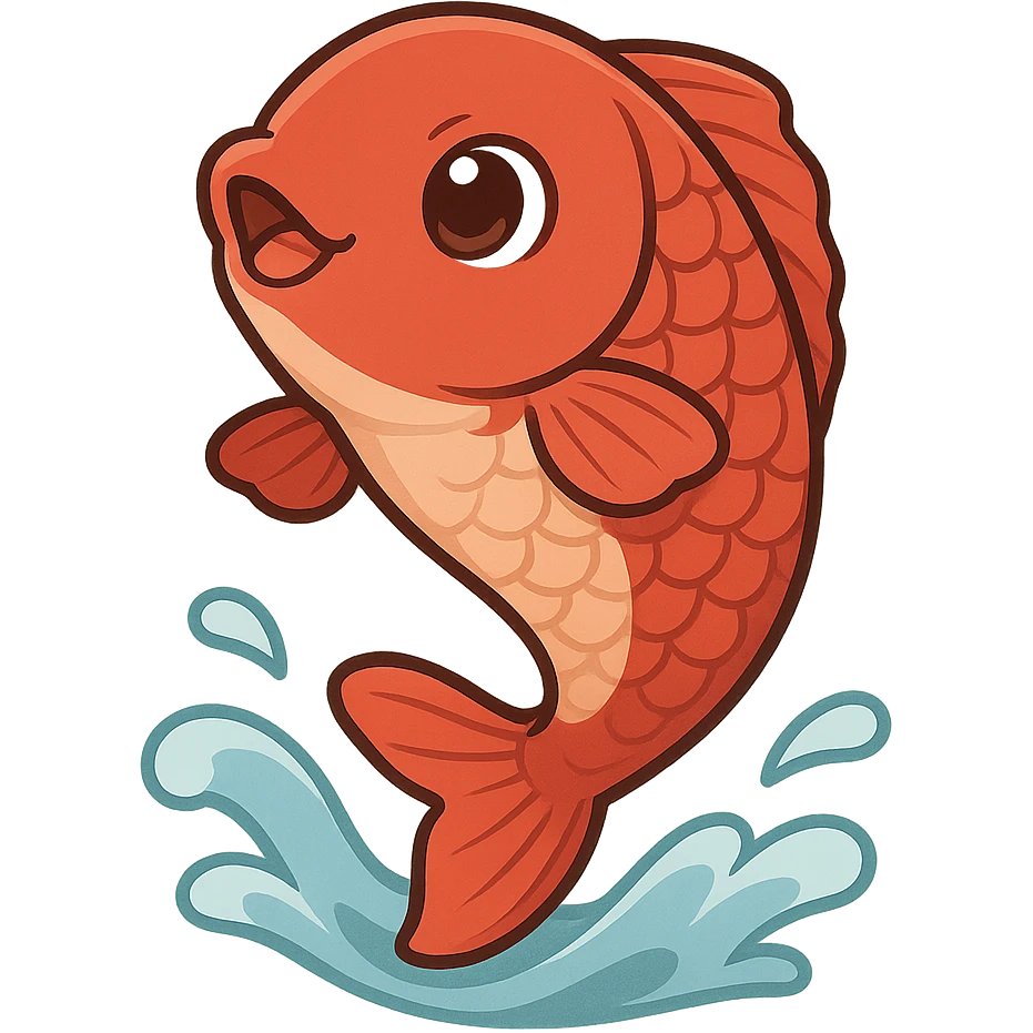 一只跳起的红色鲮鱼 emoji