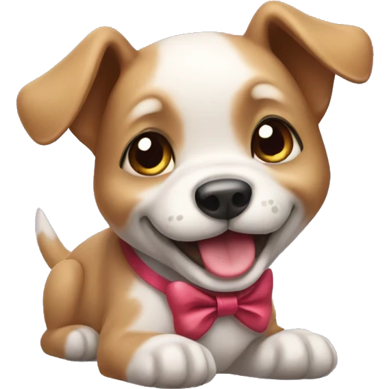 Happy puppy with a bow emoji