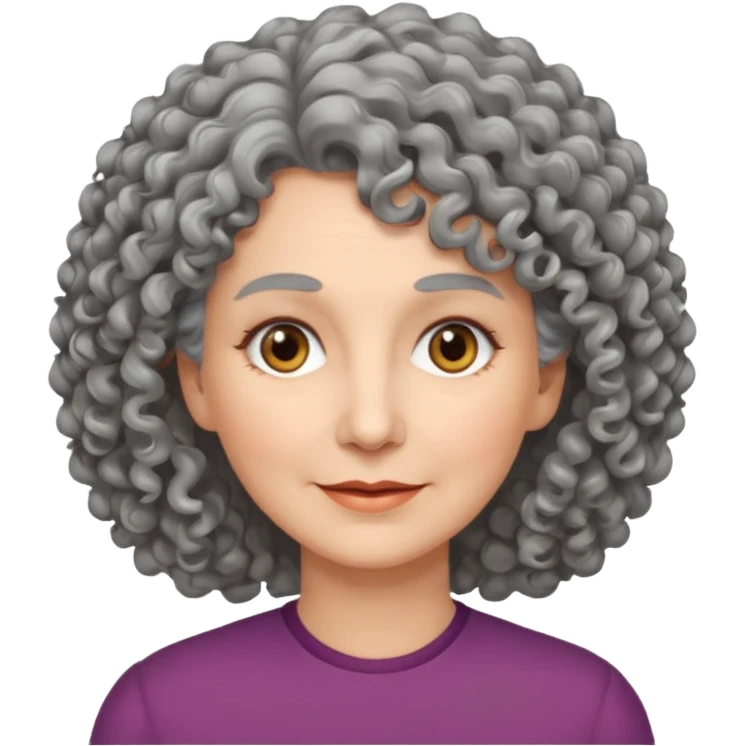Femme 53 ans cheveux gris frisés  emoji