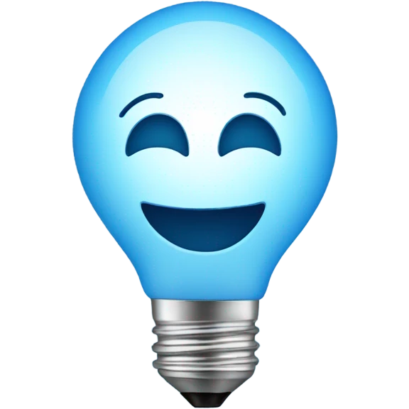 A blue bulb laughing emoji