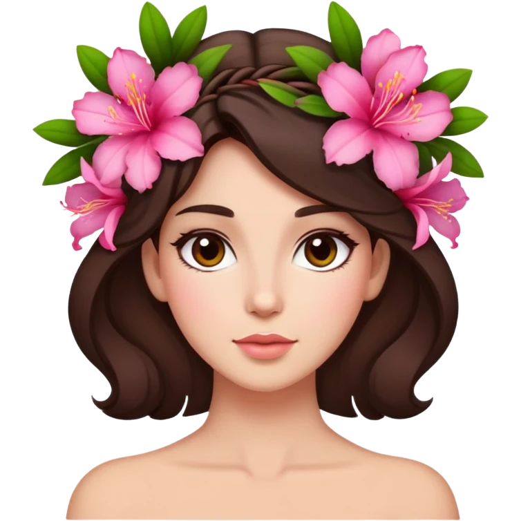 Azelea flower in brunette's hair emoji