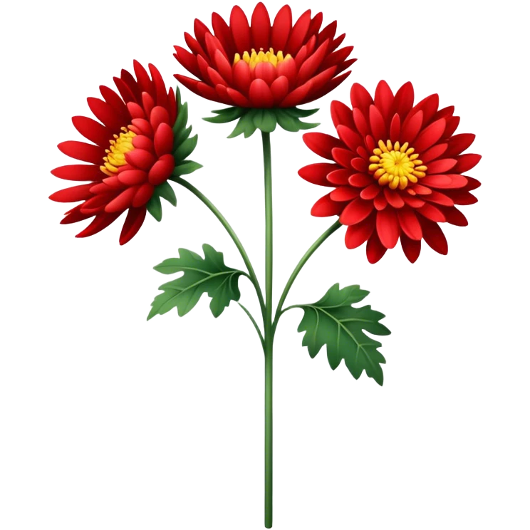 single Bright Red Chrysanthemum, straight stem emoji