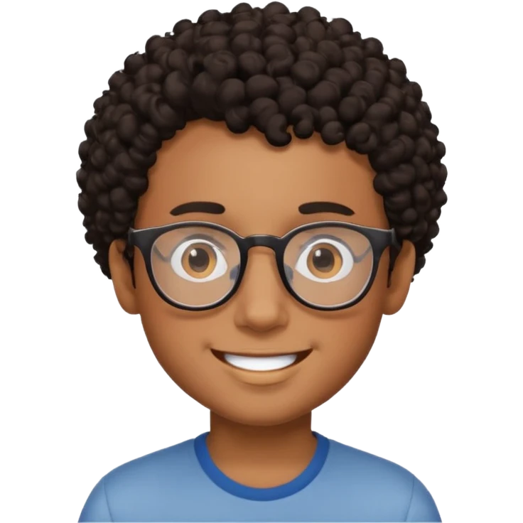A black curly boy with classes emoji