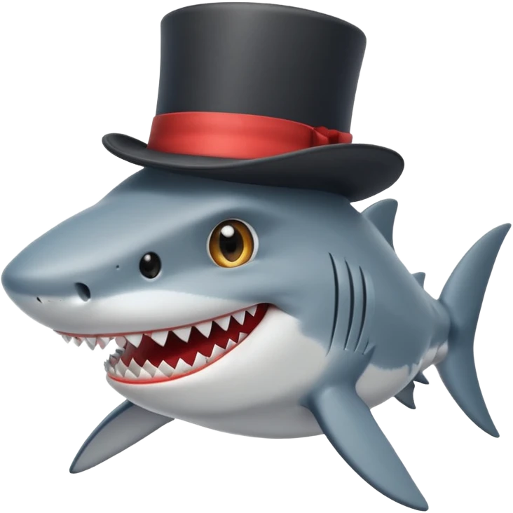 Shark with a top hat emoji