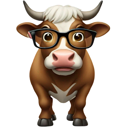A Bull in glasses talking to his friends  emoji