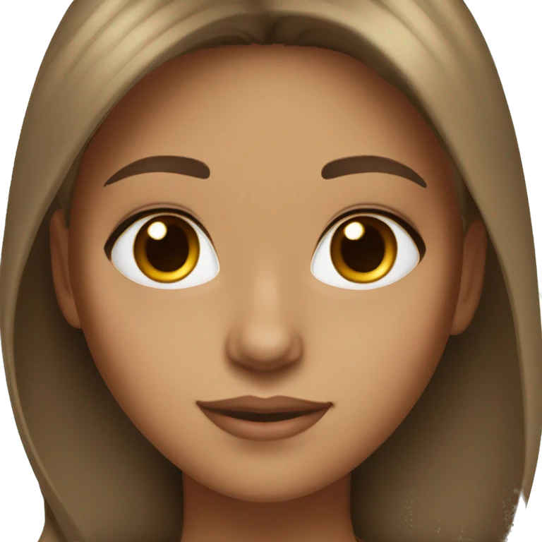 girl tan skin brown eyes brown hair with subtle blonde highlights and long lashes emoji