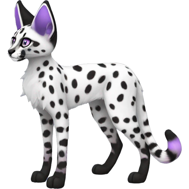 Epic Edgy Black White Purple ethereal Serval-Fionbri full body emoji