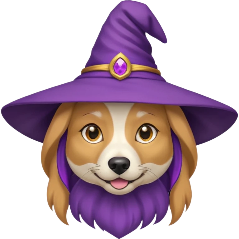 dhiba dog wear purple wicth hat emoji