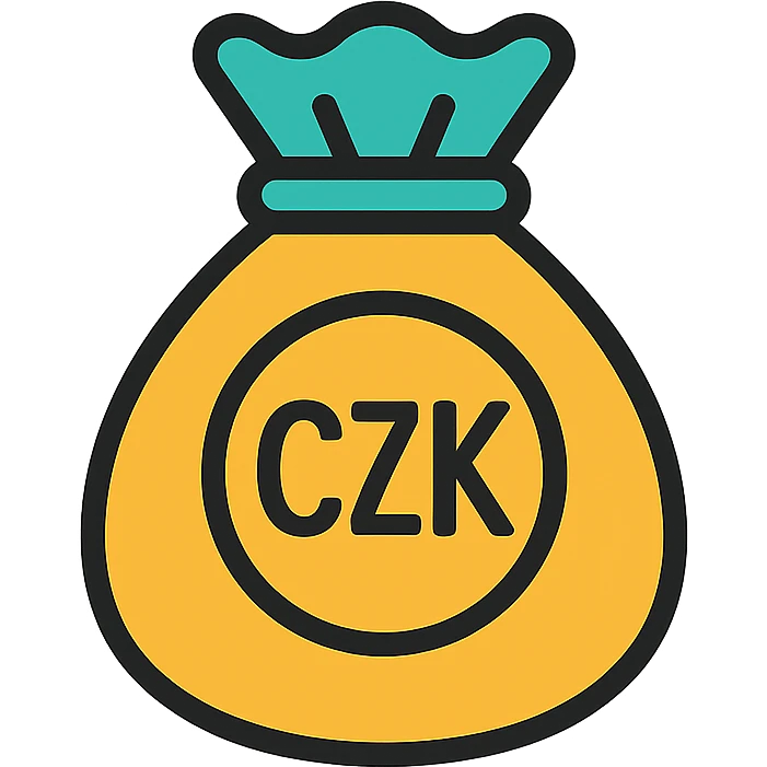 clean modern icon style money sack with CZK Czech koruna currency symbol emoji