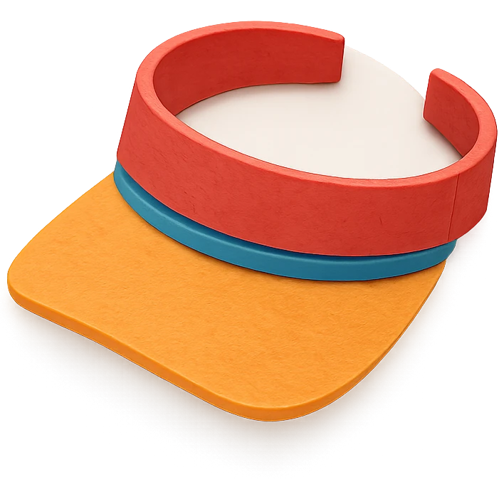simple and colorful sun visor with paper-craft style emoji