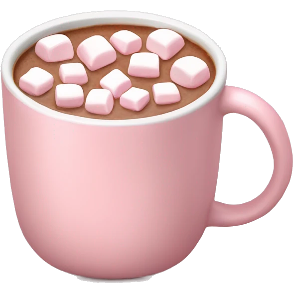 Light Pink mug of hot chocolate with marshmallows  emoji