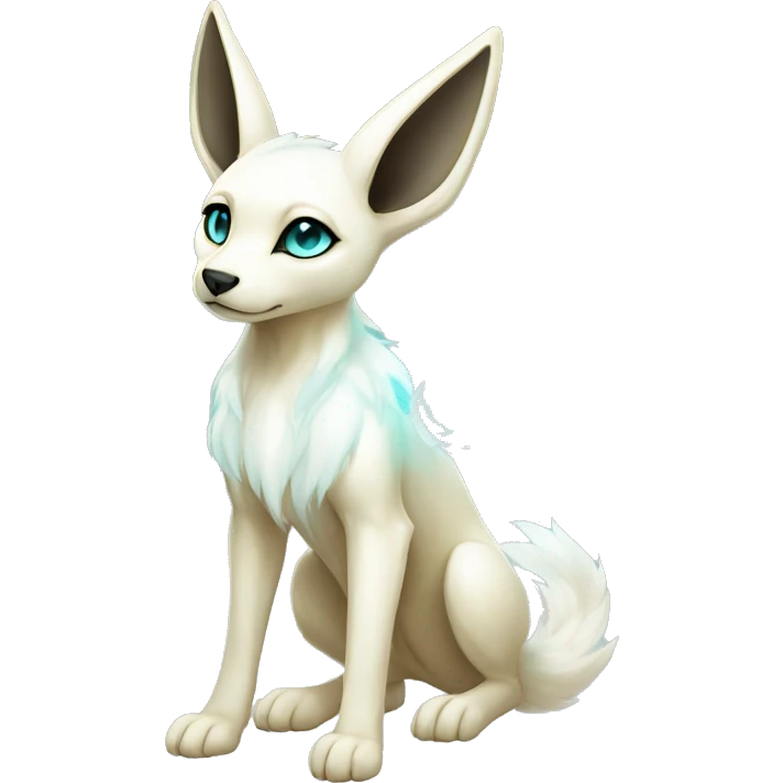 Shiny White Angelic Electric Albino Umbreon. cyan eyes and cyan markings. Golden Anubis-rings. full body emoji