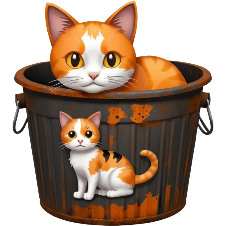 Cat + trash bin, Street Wildlife. emoji