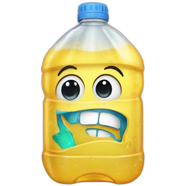 A sad trashed plastic bottle emoji