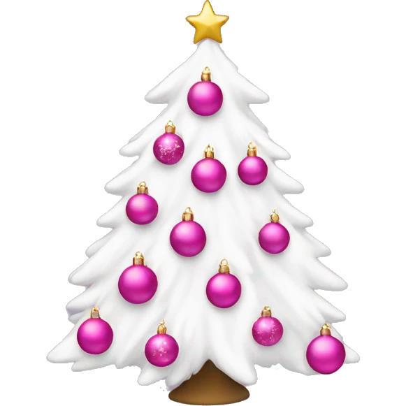 a white christmas tree with pink ornaments  emoji