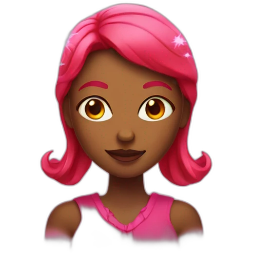 Red woman with pink magic emoji