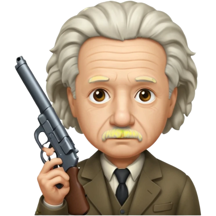 Albert Einstein holding a gun emoji