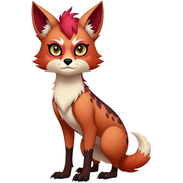 edgy badass cool Falvie-Fionbri-creature-fursona, full body, with random markings emoji