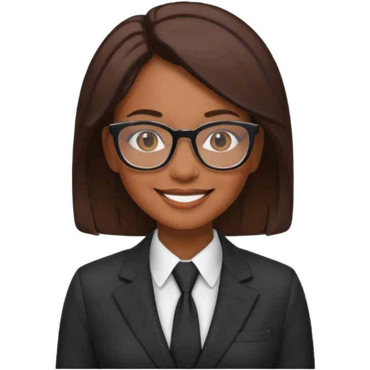 black woman in suits wearing glasses emoji
