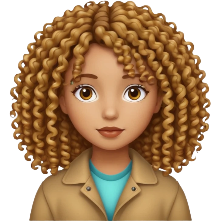 Menina cabelo cacheado com luzes pele morena emoji