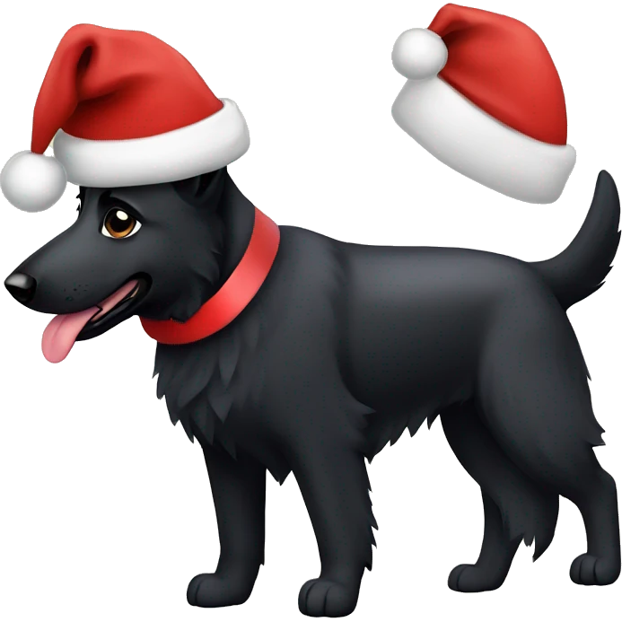 black german shepherd with santa hat emoji