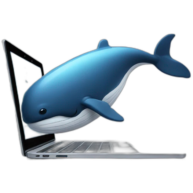 Whale typing on laptop emoji