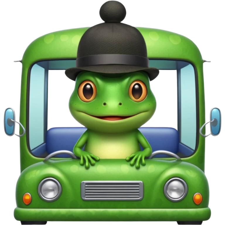 frog riding in a bus emoji