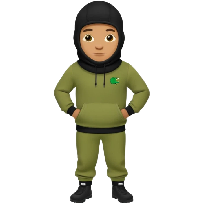 Shrek en tn avec une cagoule un jogging Lacoste avec un pull CP company emoji