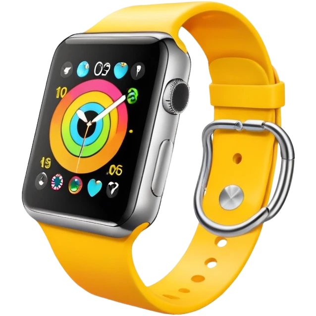 a colourful apple watch with fitness rings in the style of an ios emoji  emoji