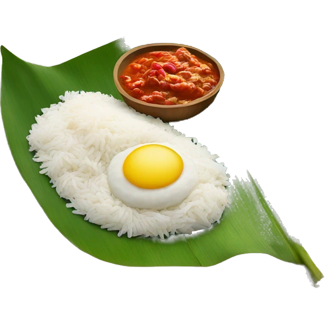 Nasi lemak on banana leaf with sambal chilli emoji