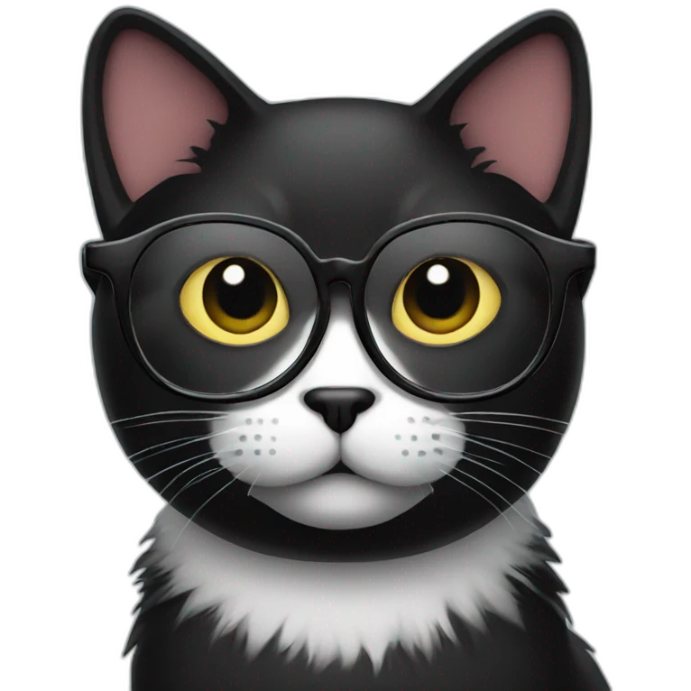 Black Cat with glasses emoji