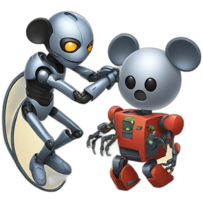 Mikey mouse fighting a robot mixed with a spider  emoji
