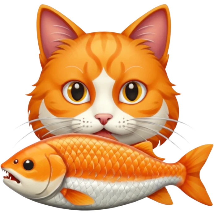 Cat eating fish emoji