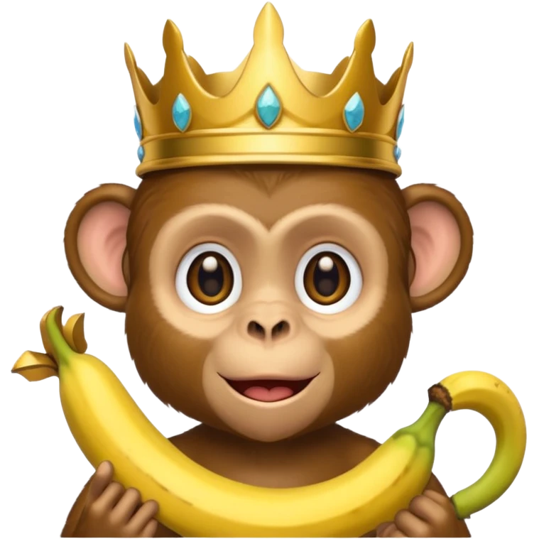 monkey with banana and wearing crown emoji