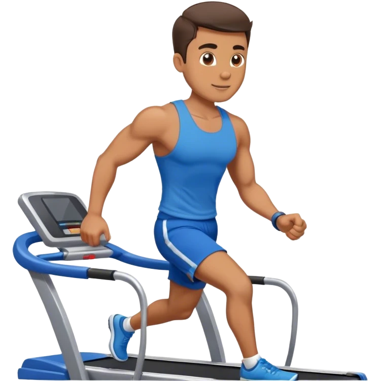 fit guy in blue shorts Treadmill emoji