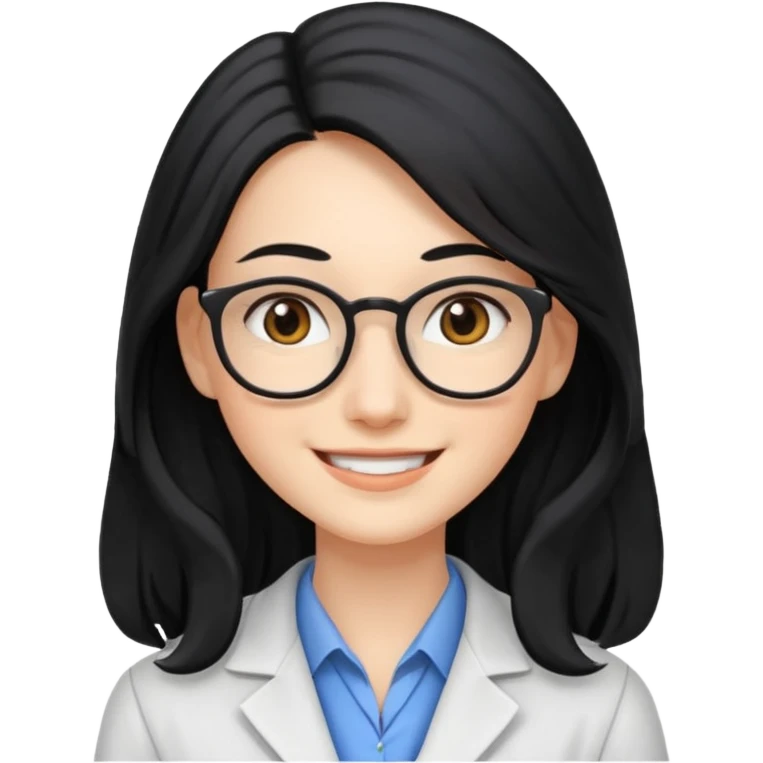 Profesora joven, sonrriente cabello negro y de pelo largo  emoji