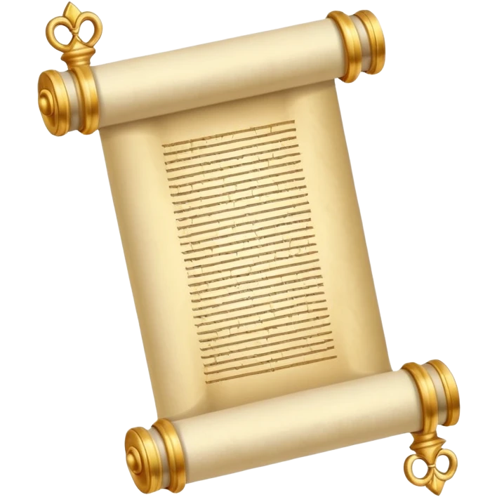 the Torah, rolled scroll with decorative handles, gold accents, suitable for emoji or icon emoji
