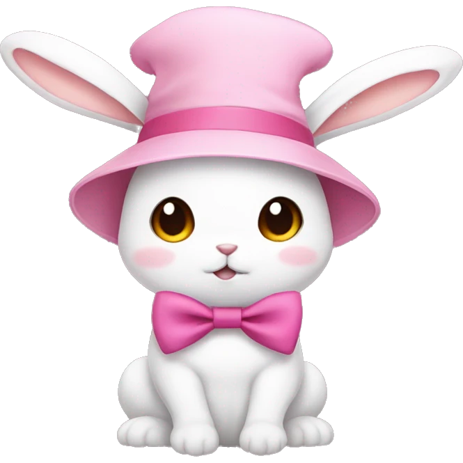 Anime Bunny with a pink hat and a bow on its ear emoji